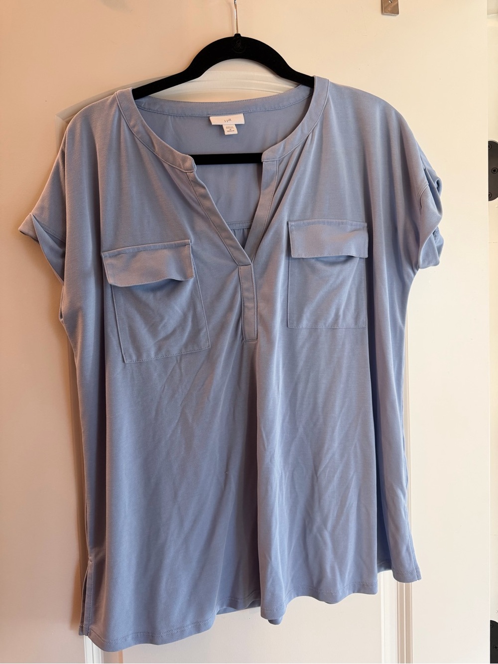 J. Jill Light Blue Relaxed V-Neck Pocket Tunic